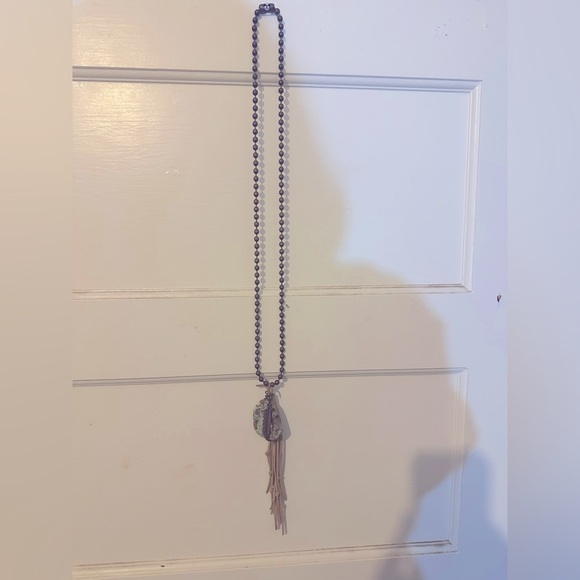 Turquoise Rock Long Necklace- Boho Style - Picture 2 of 2